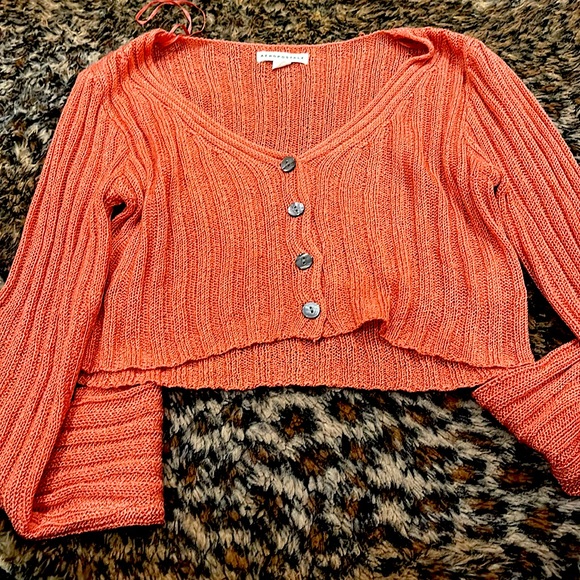 Aeropostale orange mesh button up sweater. This is a size medium. - Picture 1 of 1